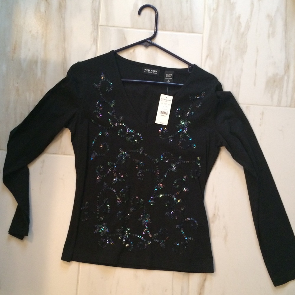 New York & Co black sequin shirt NWT!! Size S